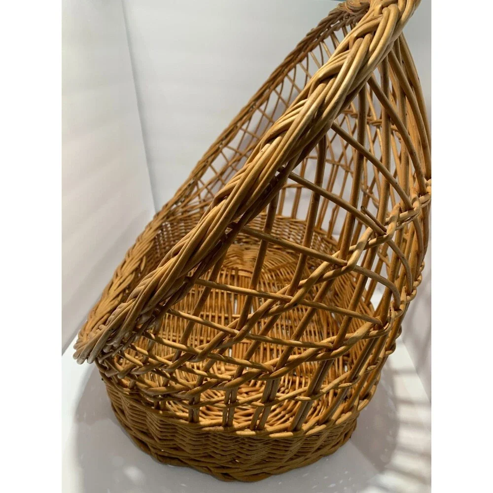 Large Woven Wicker Dog Cat Pet Bed Wicker Basket High Back Boho 25